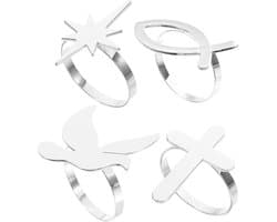 1set Jezus Vis Duif Cross Servet Ringen Duurzame Slijtvast Voor Doop Communie Feestdagen Bruiloften Unieke Tafeldecoratie Voor Speciale Gelegenheden