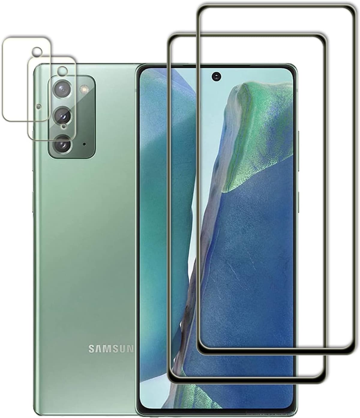 [Set van 2 screenprotector compatibel met Samsung Galaxy Note 20 pantserglas, 9H hardheid, anti-krassen, anti-belletjes, HD helder, 2X camerabeschermfolie, voor Galaxy Note 20 5G — afbeelding 1
