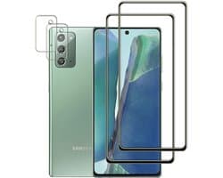 [Set van 2 screenprotector compatibel met Samsung Galaxy Note 20 pantserglas, 9H hardheid, anti-krassen, anti-belletjes, HD helder, 2X camerabeschermfolie, voor Galaxy Note 20 5G