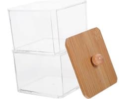 1set Transparante Opbergdoos Voor Badkamer Stapelbare Organisator Voor Wattenstaafjes Wattenbollen Make-up Pads Ruimtebesparende Opslagoplossing Voor Kapsels Accessoires