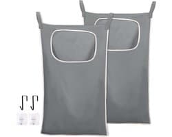 Compacte en ruime waszakken voor deurbevestiging - RVS haken en rits - 80 x 49 cm