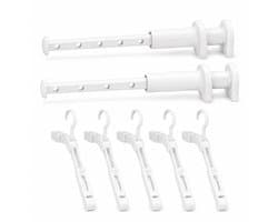 Bobypet - Wasrek - Reisdroogrek- Wasrek inklapbaar Set-van-2 - Compact Droogrek zonder Boren - Klembaar Kledingrek met 5 Sleuven - Voor Balkon, Hotel en Studentenkamers - Wit