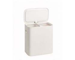 Beige Wasbox 56 x 40,5 x 70 cm met Deksel en 2 Vakken, Grote Wasmand 160 L met Uitneembare Waszakken, Opvouwbare Laundry Basket met Stabiel Frame en Handgrepen, Was Organizer voor Kleding Sorteren, Slaapkamer Badkamer