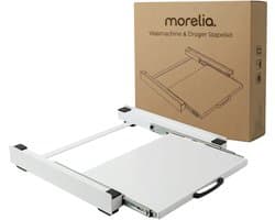 Morelia® Tussenstuk Wasmachine Droger Inclusief Werkplank & Spanband - Stapelkit Wasmachine Droger - Universeel - Wit