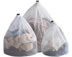Waszak - 3 Stuks - Wasnet - Netwaszakken - Polyester - Herbruikbare - Grof Gaas - met Trekkoord - Geschikt voor Ondergoed - Kleding en Sokken - Klein + Middel + Groot - Wit — afbeelding 1