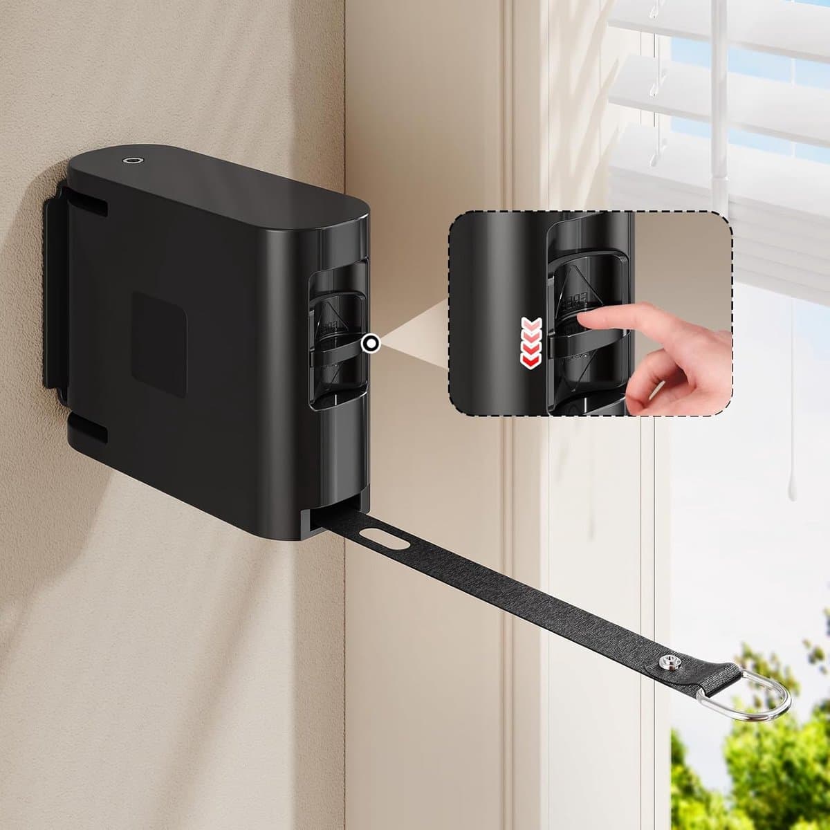 13,9 ft TPU-uitrekbare Kledinglijn voor Binnen & Buiten – Zware-duty windbestendige wandbevestigde drooglijn met afzonderlijke ophanggaten voor snellere droging, ideaal voor Huis, Balkon & Tuin — afbeelding 1