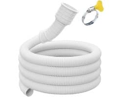 Uitschuifbare wasmachine afvoerslang waterverlengbuis met klem voor badkamer keukenapparatuur kunststof afvoerbuis wit (3 meter)
