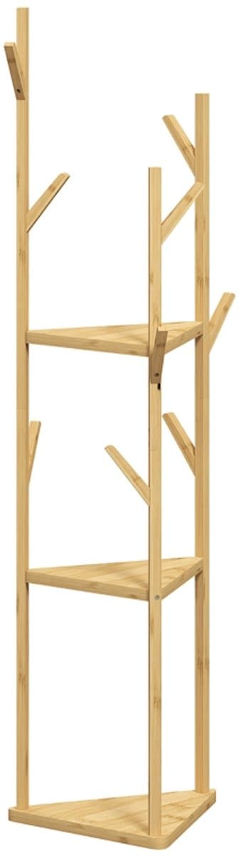 Kledingrek - 45x45x170 cm - 3 Lagen + 8 Haken - Bamboe - Naturel — afbeelding 1