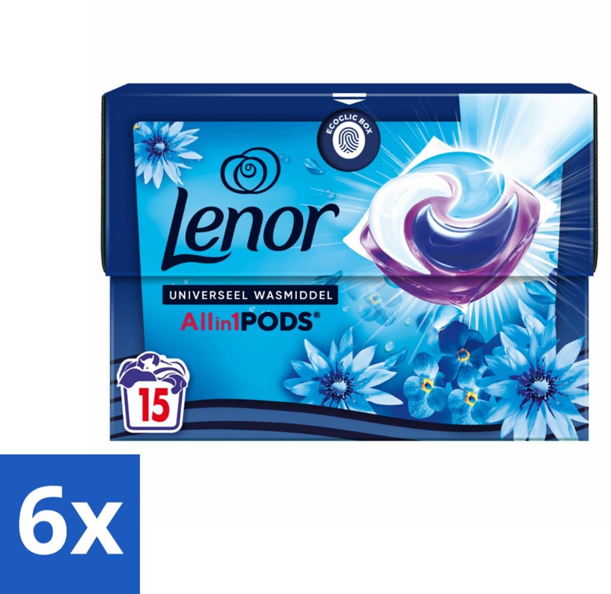 6 x Lenor - Wasmiddel Pods - Universeel - Zeebries - 15 Wasbeurten - Lenor Pods - Wascapsules - Zeebries Geur - Wasmiddel - Wasverzachter — afbeelding 1