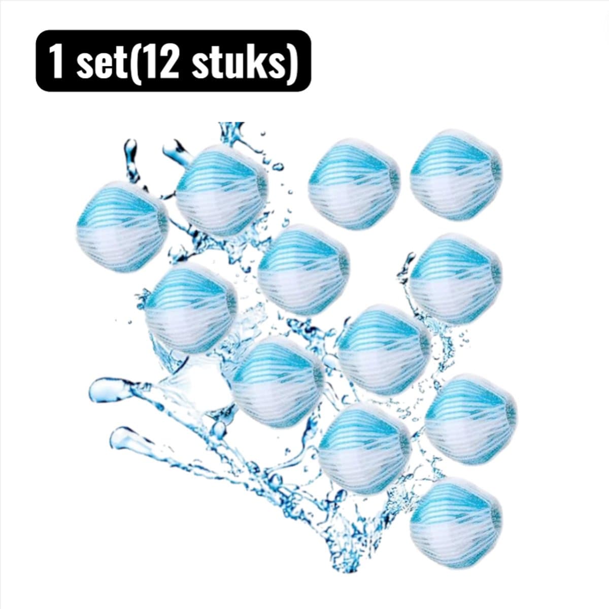 12 stuks - Wasbollen - Anti-Kluwen Pluisbal Wasballen - Nylon Wasmachine Ballen voor Hondenhaar, Pluisjes en Diepere Reiniging - Herbruikbare Drogerballen Alternatief - Blauw — afbeelding 1