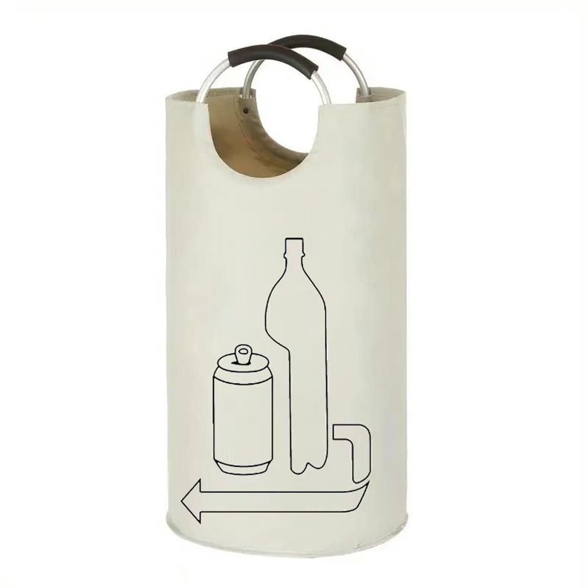 Wasmand - Opvouwbare Vuile Was Mand van Oxfordstof - Aluminium Handvatten - Waterdichte Flesjes Opbergmand - Crèmekleurig Wit - Afmetingen 79 x 38 cm — afbeelding 1