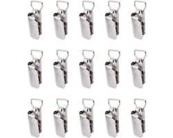 Allecto- tapijtclips - 15 stuks - ijzeren - hangende - platina - wandclips - tapijtgrijpers - zware clips - tapijt - handdoek - sjaal - geschikt voor - 42 x 23 mm - metaal