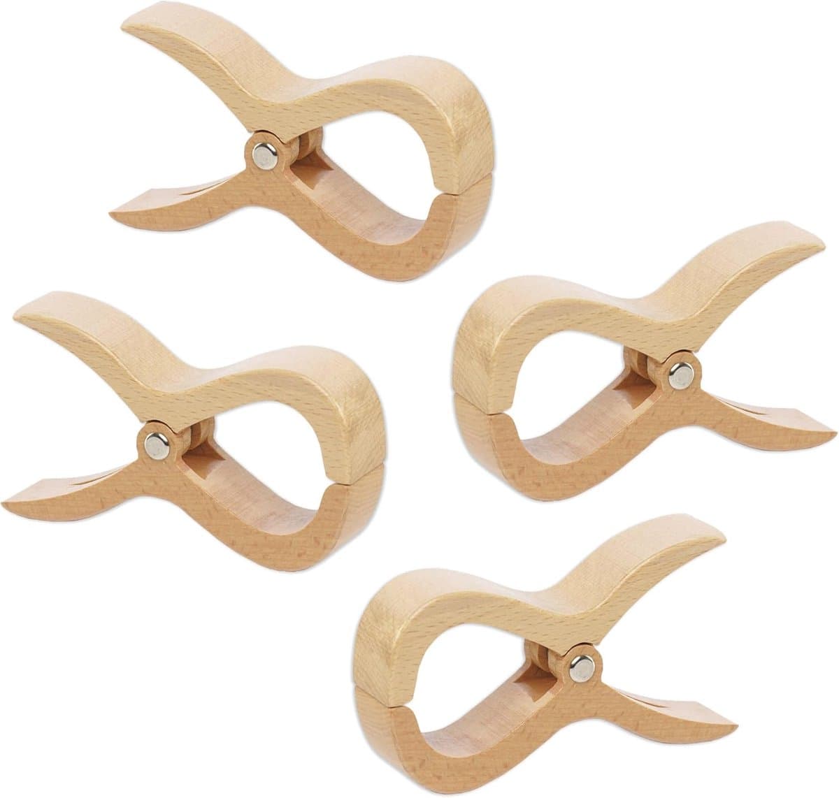 Houten Was Knijpers - Grote Klemmen - Handdoeken Bevestigen - Duurzaam Hout Materiaal - 13 cm Lengte - Natuurlijk Beige — afbeelding 1