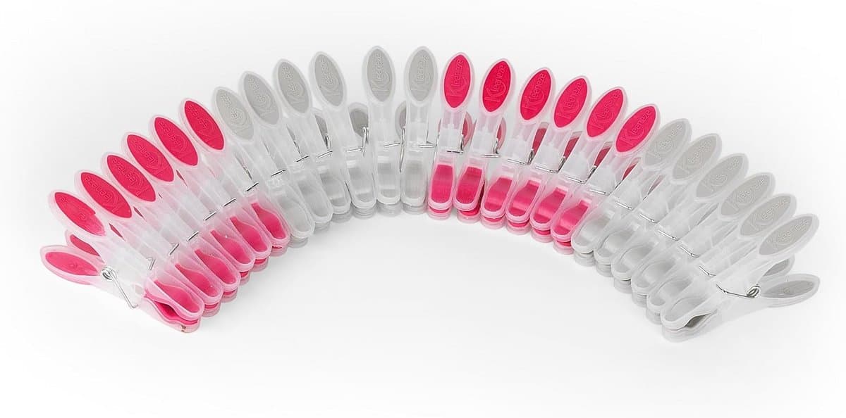 Set van 24 Stevige Wasknijpers met Extra Grip - Grijs en Roze — afbeelding 1
