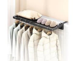 Wasrek radiator - Droogrek kleding - Snel drogen - Verstelbare hangers - 25 cm breed - Zwart