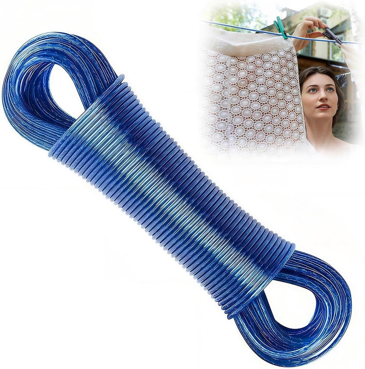 30 Meter Sterk Waslijn Touw met Stalen Kern - 3mm Diameter Waterdicht en Roestvrij — afbeelding 1