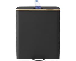 SONGMICS - Wasmand - Flessenverzamelbak met Deksel - Met Binnenzak - 135 L Capaciteit