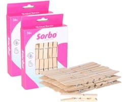 Sorbo Wasknijpers - Hout - 72 stuks (2x36)