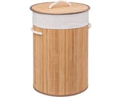 5Five Wasmand van bamboe - 48 liter - 35 x 50 cm - met deksel