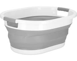 Springos Wasmand - Opvouwbare Wasmand - Ovaal - 24L - Grijs/Wit
