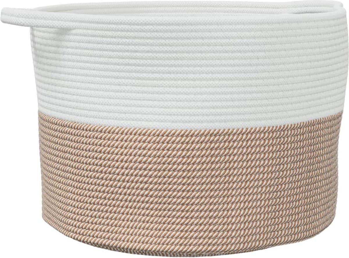 vidaXL - Wasmand - Ø - 55x36 - cm - katoen - bruin - en - wit — afbeelding 1