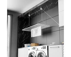 Droogrek radiator - Wit - 70 x 50 cm - Metaal met PVC-vrije coating - Plafondhanger voor kleding drogen