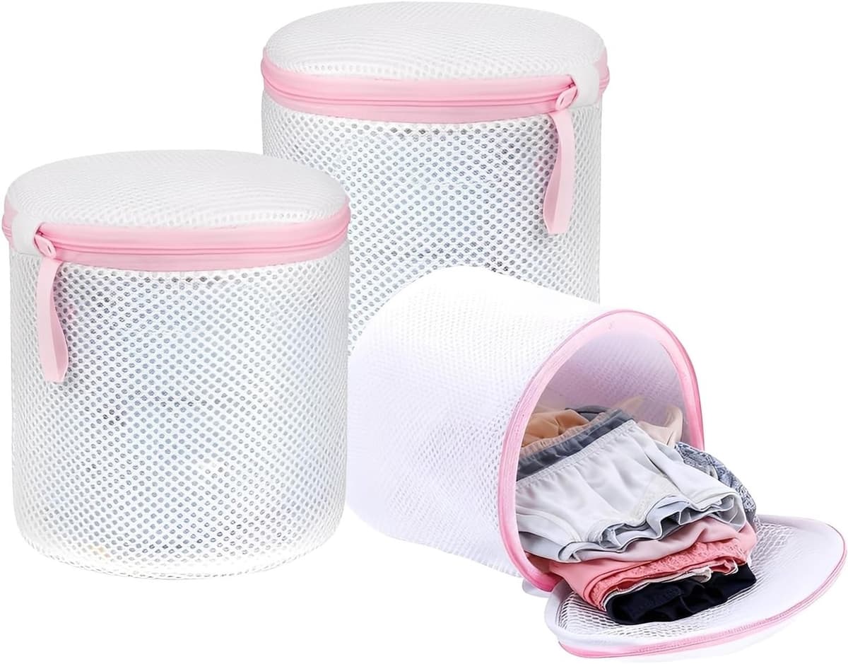 Wasknetten - Wit - 16 x 17 cm - Herbruikbare Netstof Waszakken - Voor Beha's en Gevoelige Kledingstukken — afbeelding 1