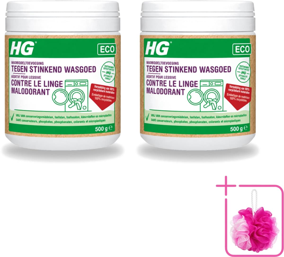 2 x HG ECO - Wasmiddeltoevoeging Tegen Stinkend Wasgoed - Effectieve Formule - 16 Wasbeurten - 500 g - Bulkverpakking - Wasmiddel - Douchemop - Stankmoleculen — afbeelding 1