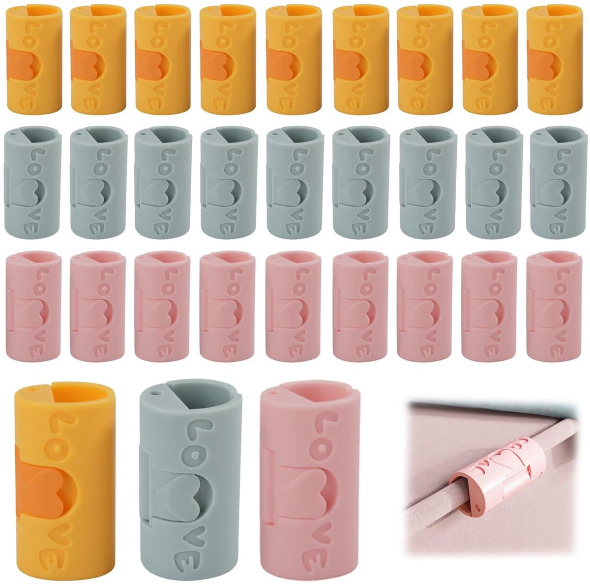 Wasknijpers - Kledinghangers Clips - Clips - Winddichte Knijpers - Waslijn Knijpers - Broekhanger Clips - Wasknijpers - Fluwelen Hanger Clips - Wasgoed Klemmen - Antislip Kledingklemmen - Naaldloos - Roze - Blauw - Geel - 30 stuks — afbeelding 1