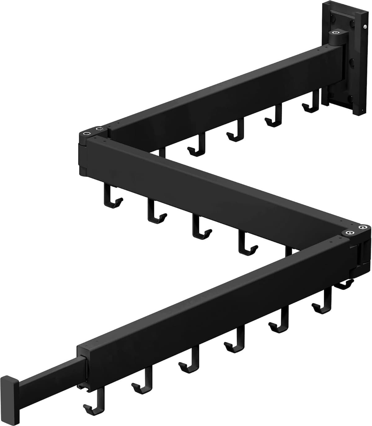 Wasrek - Wanddroogrek - Droogrek Muur - Inklapbaar - Uitschuifbaar - Drietraps - Aluminium - Zwar — afbeelding 1