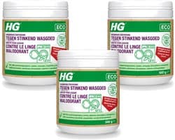 3 x HG ECO - Wasmiddeltoevoeging Tegen Stinkend Wasgoed - Effectieve Formule - 16 Wasbeurten - 500 g - Voordeelverpakking - 3 stuks