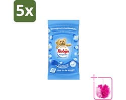 5 x Robijn – Droogtrommeldoekjes – Morgenfris - 20 Doekjes - Bulkverpakking - Droogtrommeldoekjes - Douchemop - Wasgoed drogen