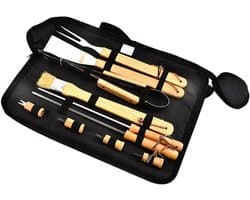 1set Buiten Bbq Gereedschap Draagbare Grill Tools Met Handvat Rvs Voor Kamperen Barbecue Buitenfeesten Inclusief Opbergzak