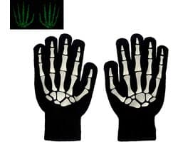 Volwassenen kinderen skelet bot handschoenen gloeien in de donkere volledige vinger handschoenen voor Halloween