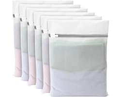 Set van 6 Wasnetten voor de Wasmachine, 40x30cm, Mesh Waszakken met Rits voor Kleding, Ideaal voor Fijne Was, Ondergoed en Sweaters