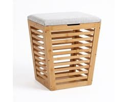 Bamboe wasmand met zitting, 40 x 40 x 56 cm