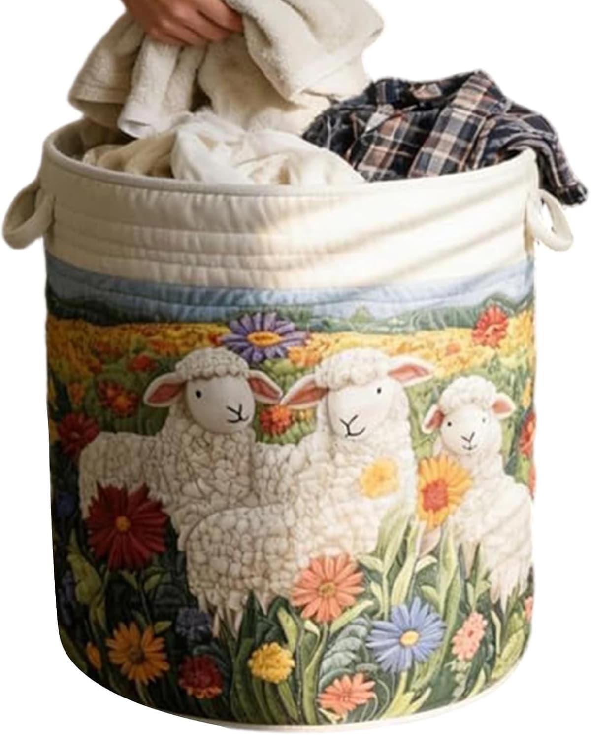 Wasmand, zacht opvouwbaar bohemen - wasmand kleding opbergmand - voor kinderkamer kinderkamer woonkamer badkamer dekens trui poppen handdoeken — afbeelding 1