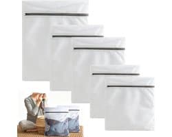 Wasnet voor wasmachine: Set van 5 stuks in 3 maten, stevig polyester voor bescherming van delicate kleding
