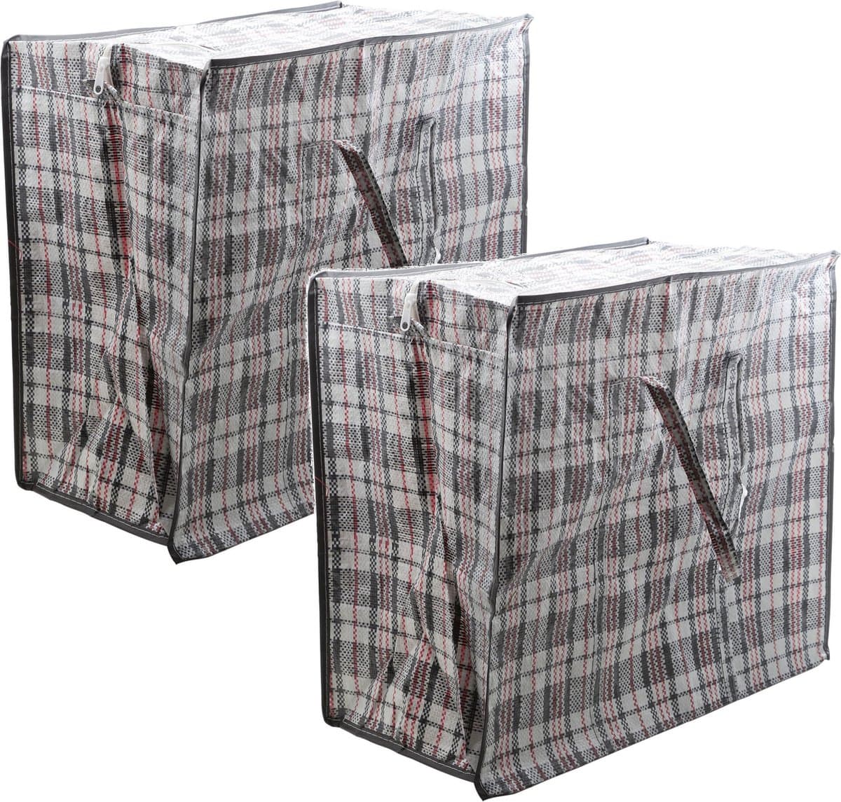 Cosy & Trendy XXL Opbergtas - 1x - 82 liter - shopper - mega/ jumbo formaat - rood geruit - 55 x 30 cm - dekens en kussens tas — afbeelding 1