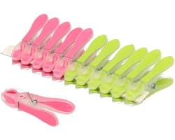 PlasticForte Wasknijpers -24x - groen/roze - kunststof /metaal - 8 cm - was ophangen