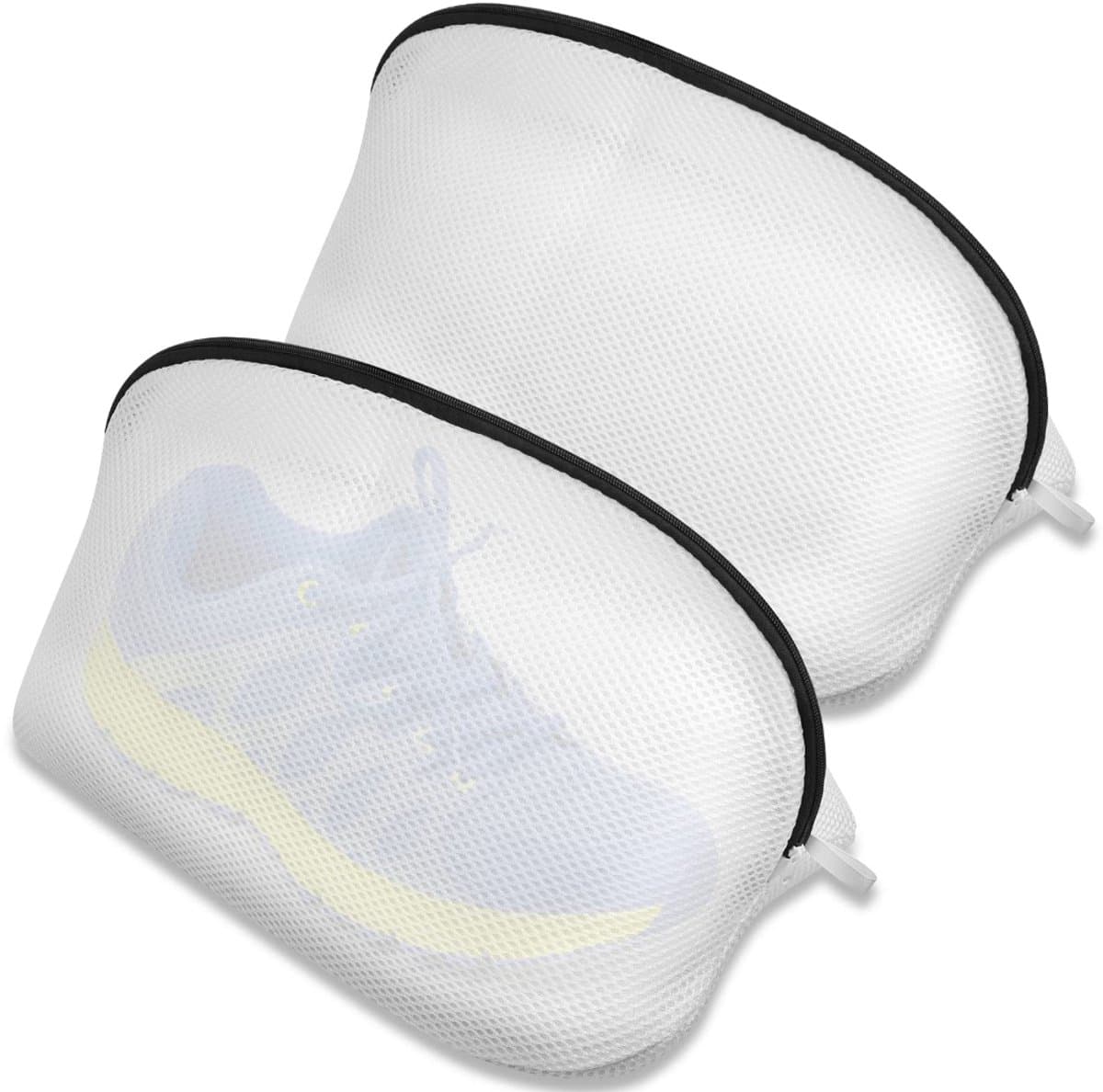longziming -2 Stuks Waszakken voor Schoenen – Herbruikbare Net Waszak met Rits voor Sneakers, Sportschoenen en Sokken – Beschermende Schoenenzak voor Wasmachine en Droger – Duurzaam & Ademend — afbeelding 1