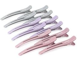 12-delige Haarklemmen voor Styling, Geen Crease Donsvoorklemmen met Siliconen Band, Professionele Klemmen voor Haarsectie en Kappen