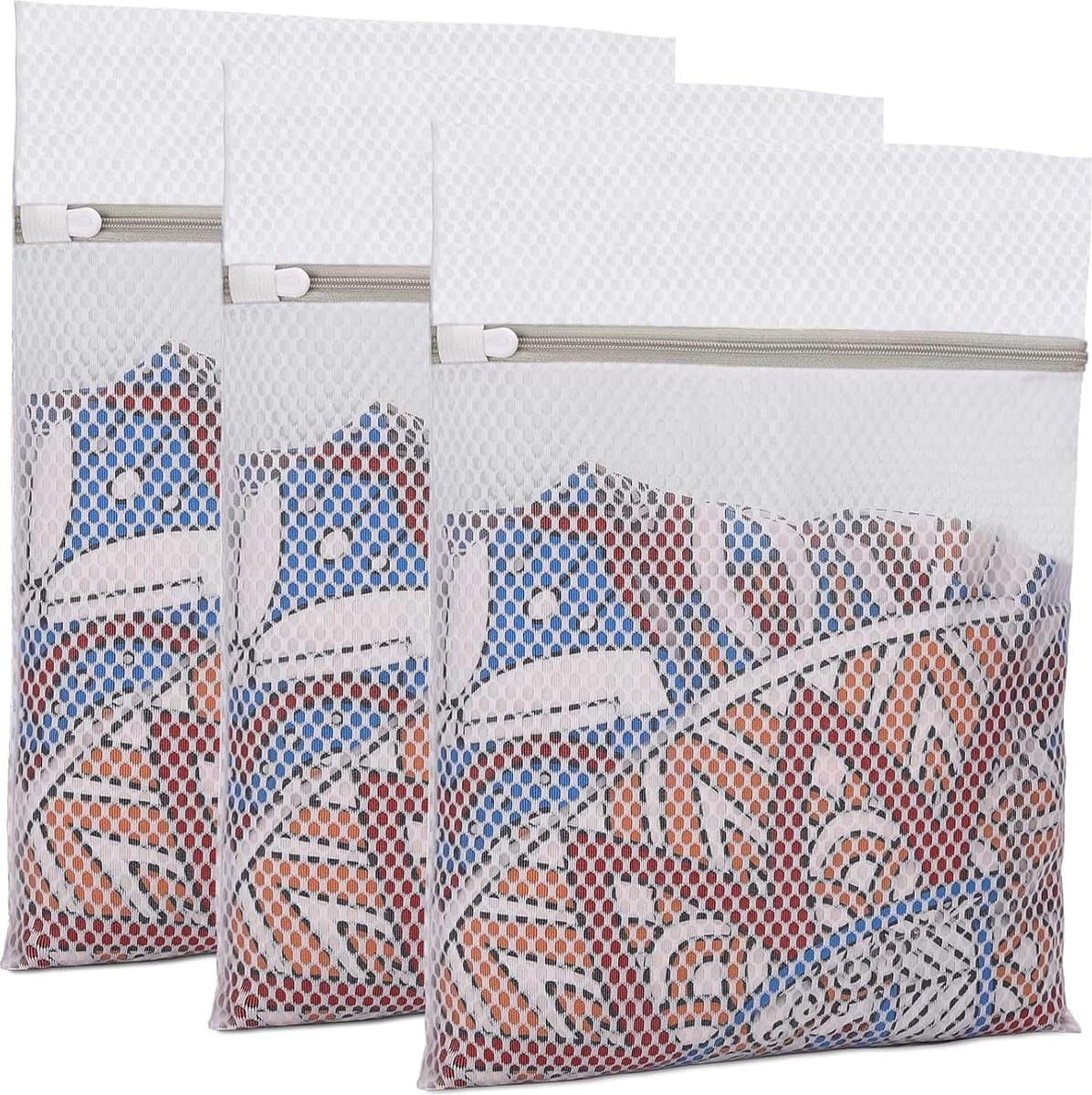Waszakken - Wasnetten - 1 Set van 3 - 30x40cm - Bescherm je Wasgoed en Wasmachine - Wit - waszak - Anti-vervorming van kleding - Waszak van netje — afbeelding 1