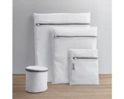 CHPN - Waszakken - Wasnetjes - 7-delig - BH waszak - Was net - Wasmachine zak - Lingerie zakken - Waszakjes - Wit met zwarte rits