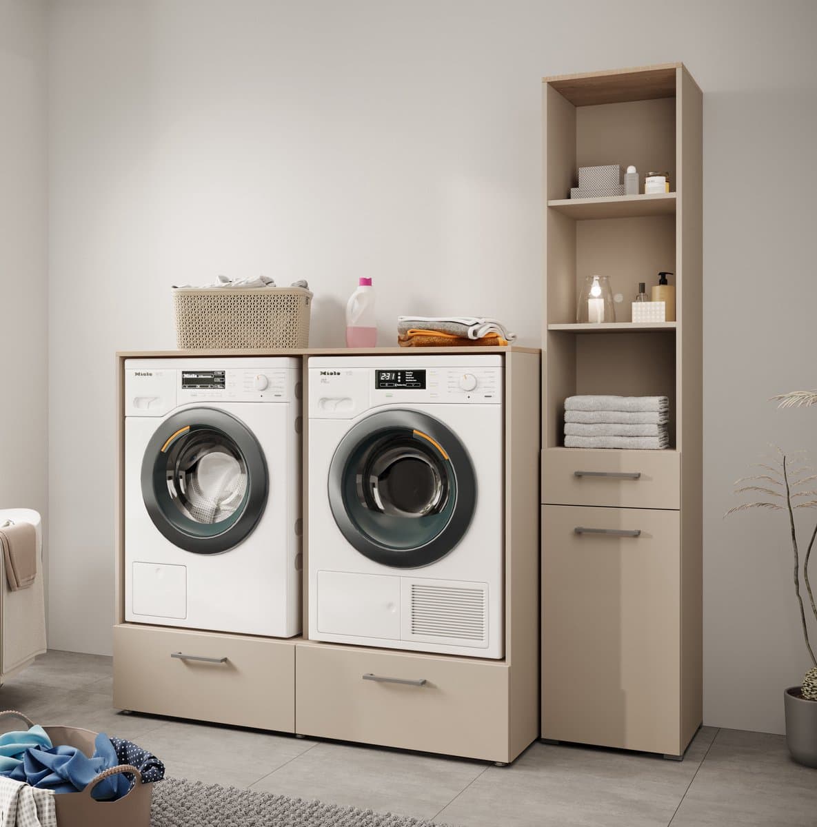 Wasmachine kast Rowley 2 - Beige — afbeelding 1