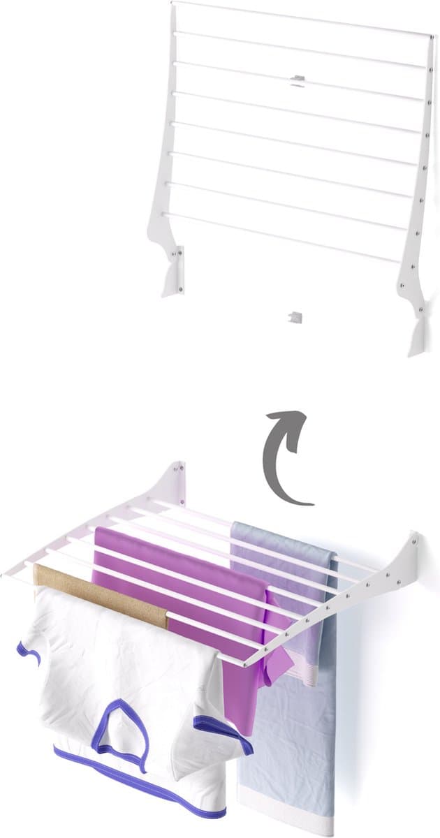 Foxydry Fold 60 white wasdroogrek wandmontage clicksysteem - 60 x 50 x 10 cm — afbeelding 1