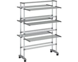 vidaXL - Droogrek - met - wieltjes - 89x64x129 - cm - aluminium — afbeelding 1
