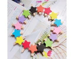 Wasknijpers 50 Stuks - Sterren Houten Wasknijpers - Mini Clips - Kleurrijke Fotoclips - Ambachtelijke Decoratie - Afmetingen 3 x 0,4 cm - Decoratieclips