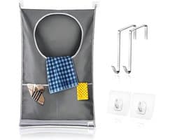 SnelShoppen - Hangende Waszak met Suction Cup en Deurhaak - Ruimtebesparende Waszak voor Vuile Was - Ideaal voor Camping, Verhuizen en Opslag - 77x50