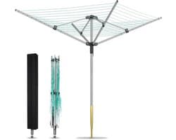 Droogmolen Buiten - Waslijn Tuin - Kleding Drogen - Regenscherm Design - 50 Meter Waslijn - Grijs Groen